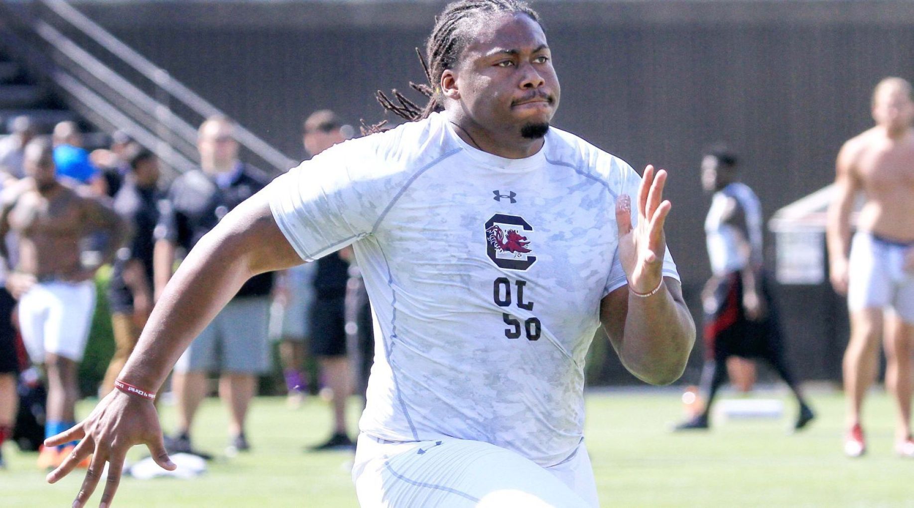 A.J. Cann at Carolina Pro Day